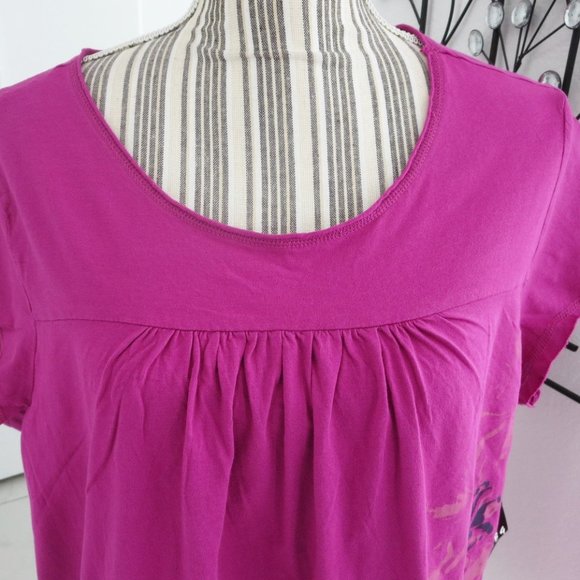 New BCBG Paris Tiger Lily Short Sleeve Top XL Fuchsia Pink Relaxed Fit - Picture 4 of 13